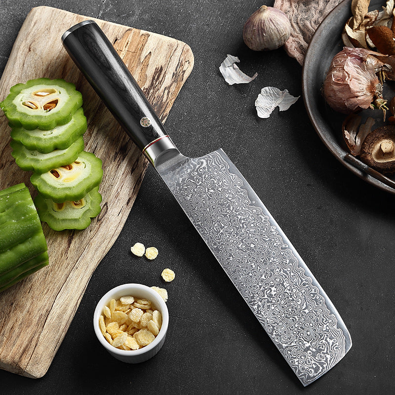 Nakiri Japanese Chef Kitchen Knife - Damascus Steel Series