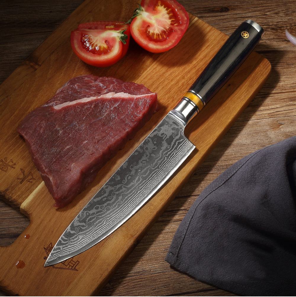 L Series 7.8-Inch Chef Knife, Damascus Steel, Wood, Red, LC1202 – SEIKO  KNIVES