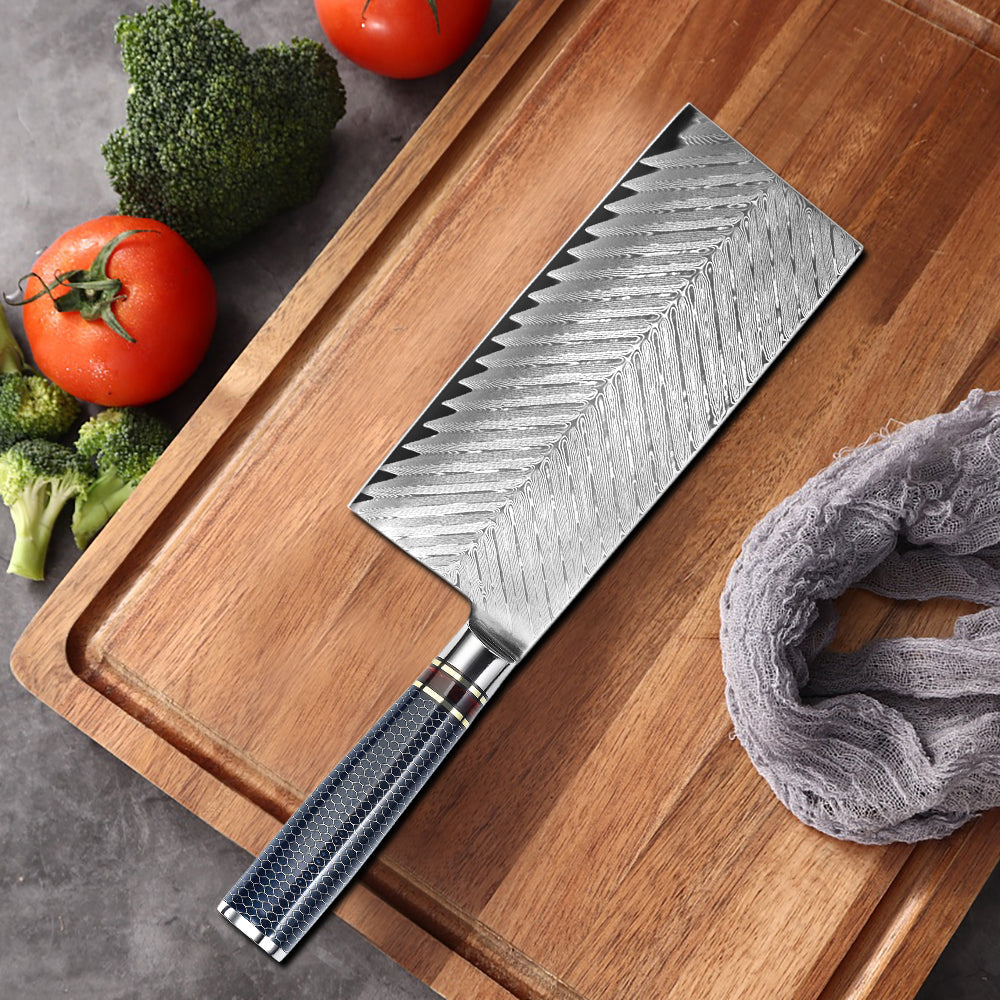 Stainless Steel Kitchen Knife Set Japanese Damascus Style Cleaver Chef  Knives