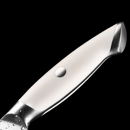 Creme White Series Santoku Knife, Hollow Edge, German 1.4116 Steel, ABS