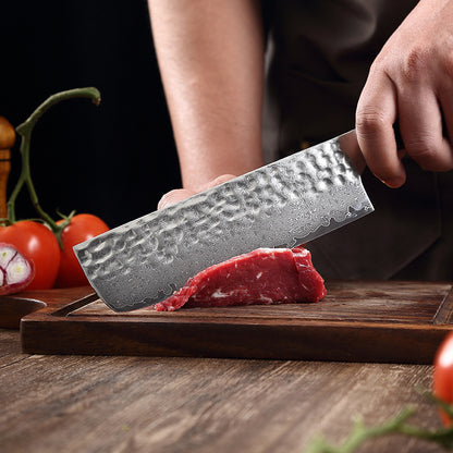 T Series 6.6-Inch Hammered Nakiri Knife, Damascus Steel, Wood, TN1201