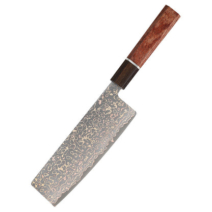 6.6-Inch Nakiri Knife, Copper Damascus Steel, Ebony Wood, CDN111