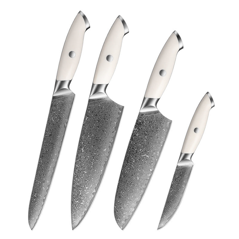 Creme White Series Knife Set, Damascus Steel, ABS, AH12701