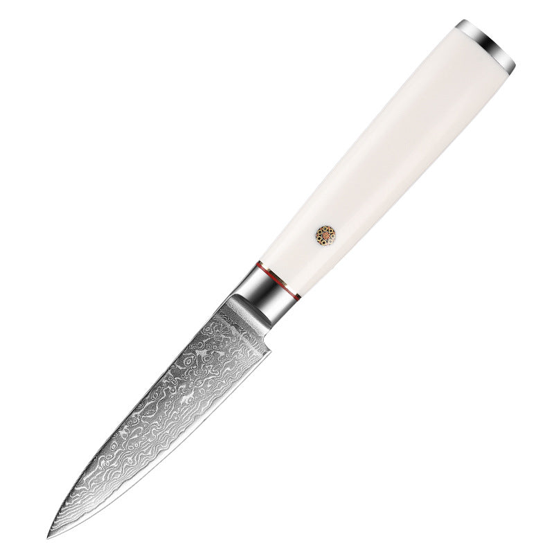 T Series 3.5-Inch Paring Knife, Damascus Steel, ABS, White, TP1111