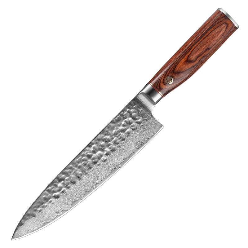 L Series 7.8-Inch Chef Knife, Damascus Steel, Wood, Red, LC1202