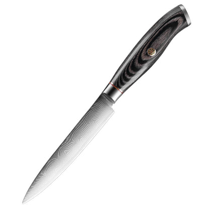 L Series 4.8-Inch Utility Knife, Damascus Steel, Wood, LU1101