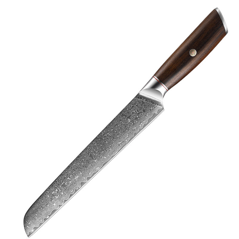 J Series Janpanese Kitchen Knife Set, Damascus Steel, Ebony Wood