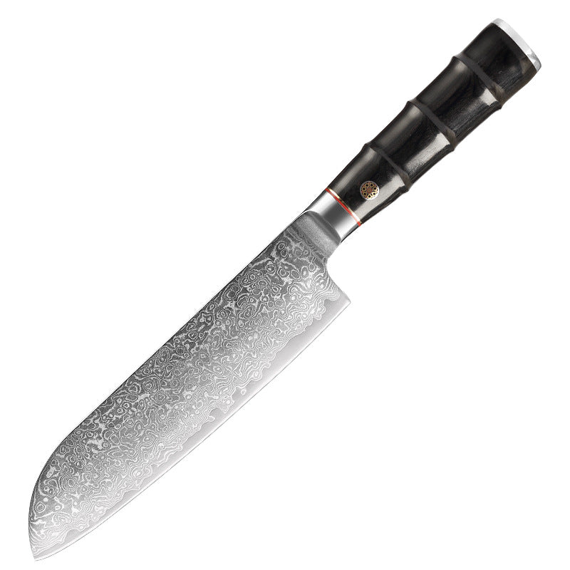 Bamboo Series 7-Inch Santoku Knife, Damascus Steel, Wood, OS1101