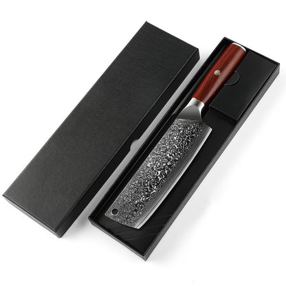 Japanese-style Nakiri Knife, SKD-11 Steel Core Damascus Steel, Sandalwood, JN1101
