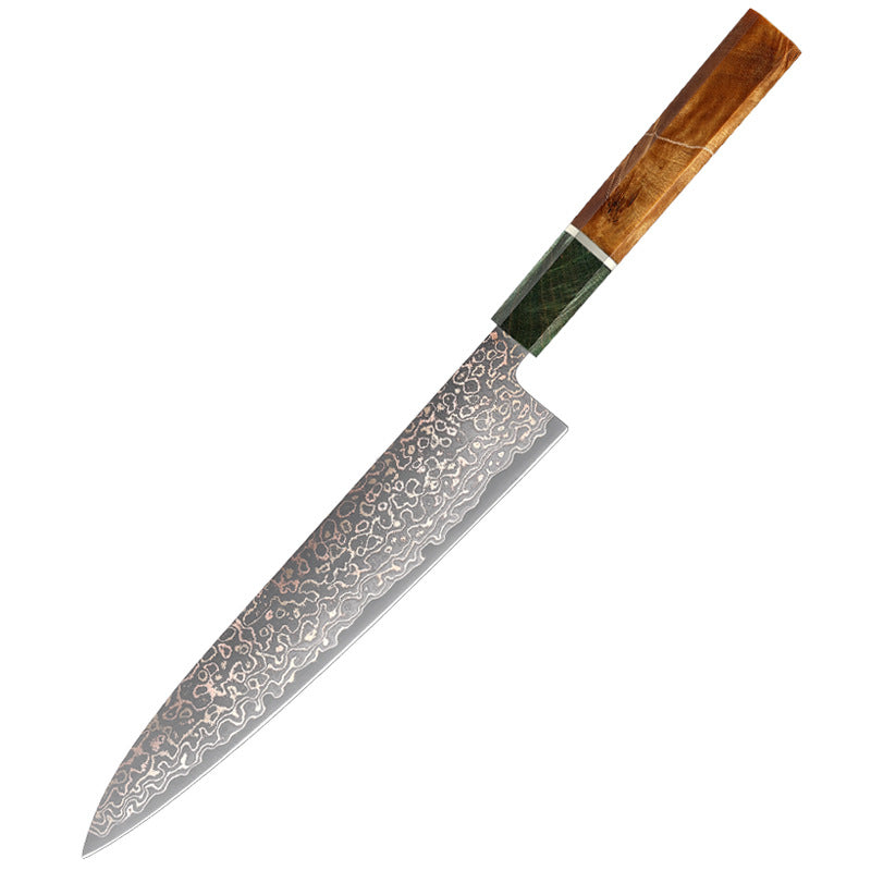 Copper Damascus Series Kitchen Knife, Stable Wood