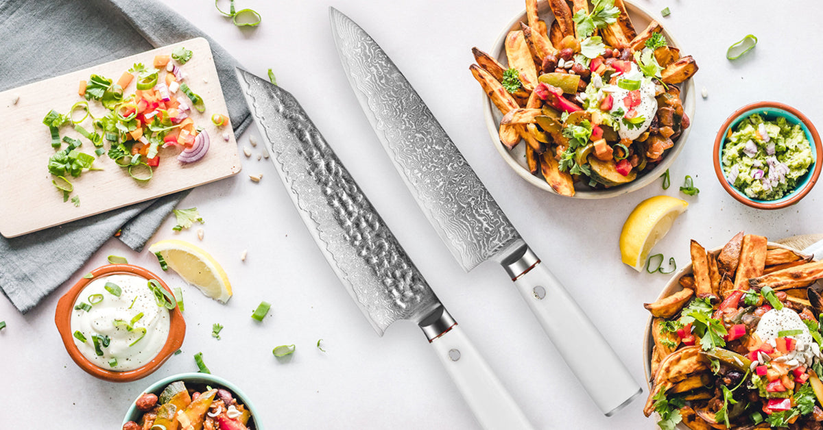 Couteau de chef, couteau Kiritsuke de 21,6 cm, 9 couches en acier plaqué  10Cr15MoV, couperet de chef, couteaux de cuisine pour couper les légumes,  la viande, couteau de cuisine (couleur : couteau