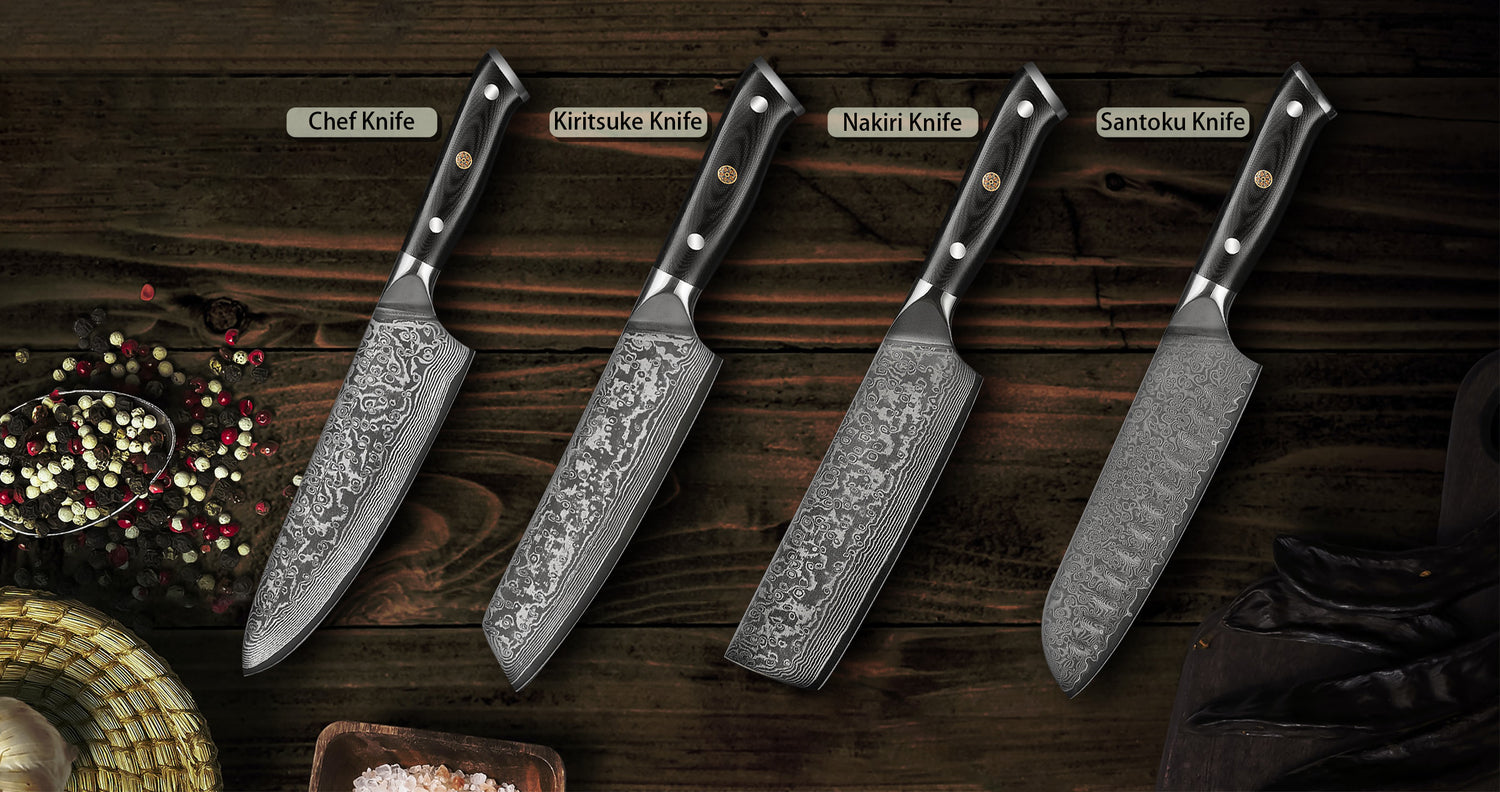 5 PC Kitchen Knife Set Japanese VG10 Damascus Steel – SEIKO KNIVES