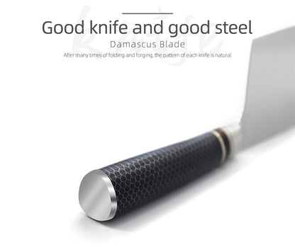 7-Inch Cleaver Knife, Damascus Steel, Resin, DV1104