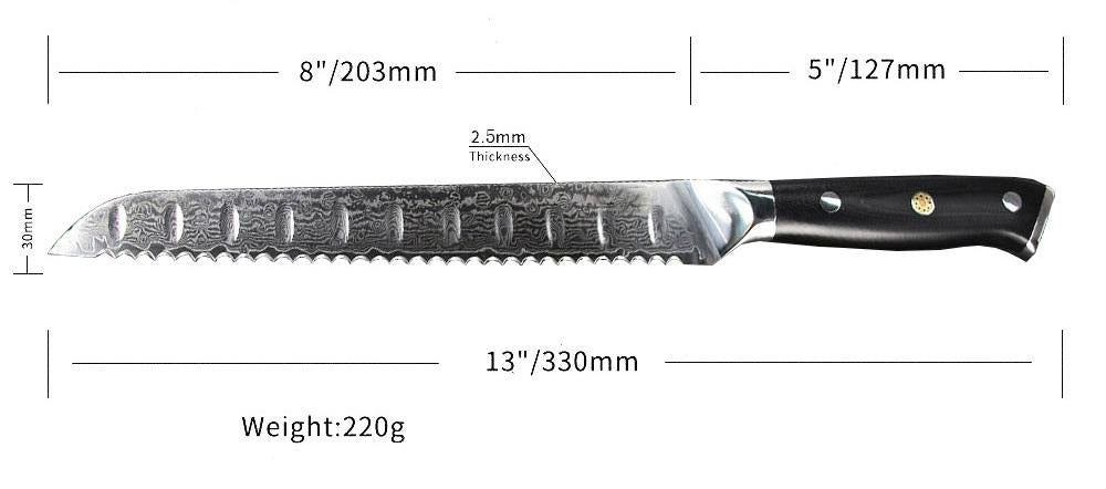 Classic 5-Pieces Knife Set, Damascus Steel, G10, KS1151