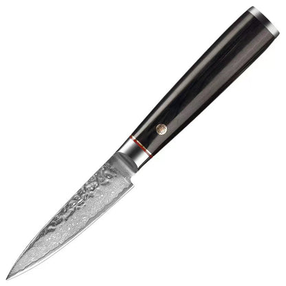 T Series 3.5-Inch Paring Knife, Damascus Steel, Wood, Black, TP1101