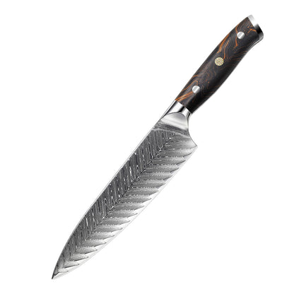 Cuchillo de chef Damasco con diseño de espiga de 8 "con mango G10