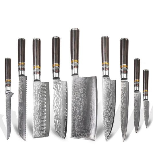 9-Pieces Knife Set, Damascus Steel, Resin, KS1192