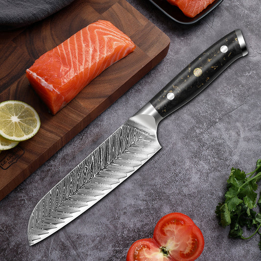 7-Inch Santoku Knife, Damascus Steel, G10, DS1106
