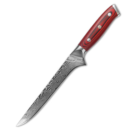 Couteau à désosser Damas VG10 6" G10 manche rouge