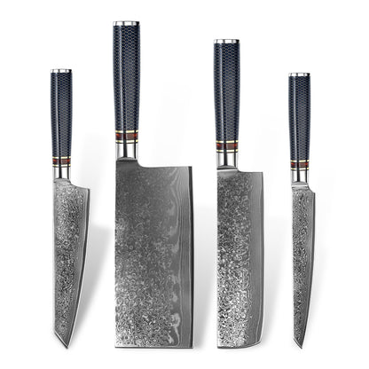 Juego de cuchillos de cocina japoneses VG10 Damasco de 4 piezas