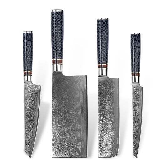 4-Pieces Knife Set, Damascus Steel, Resin, KS1141