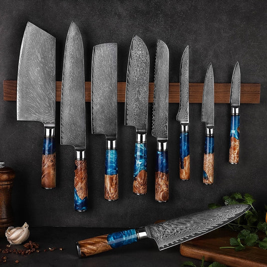 9-Pieces Knife Set, Damascus Steel, Resin, KS1193