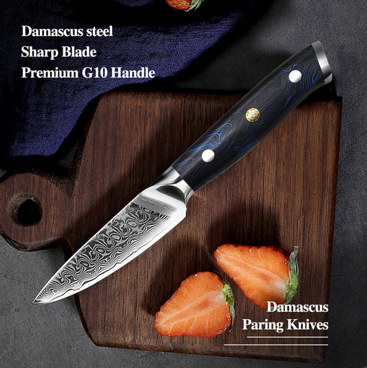 3.5-Inch Paring Knife, Damascus Steel, G10, DP1101