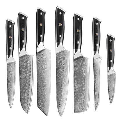 Classic 7-Pieces Knife Set, Damascus Steel, G10, KS1171