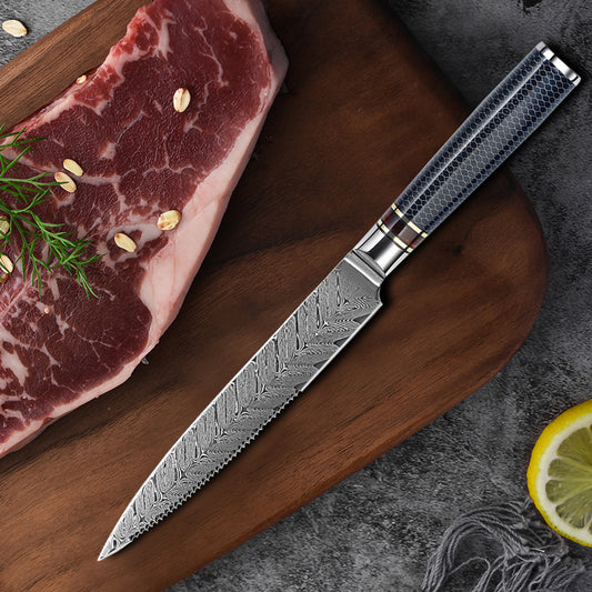 5-Inch Serrated Steak Knife, Damascus Steel, Resin, DT1202