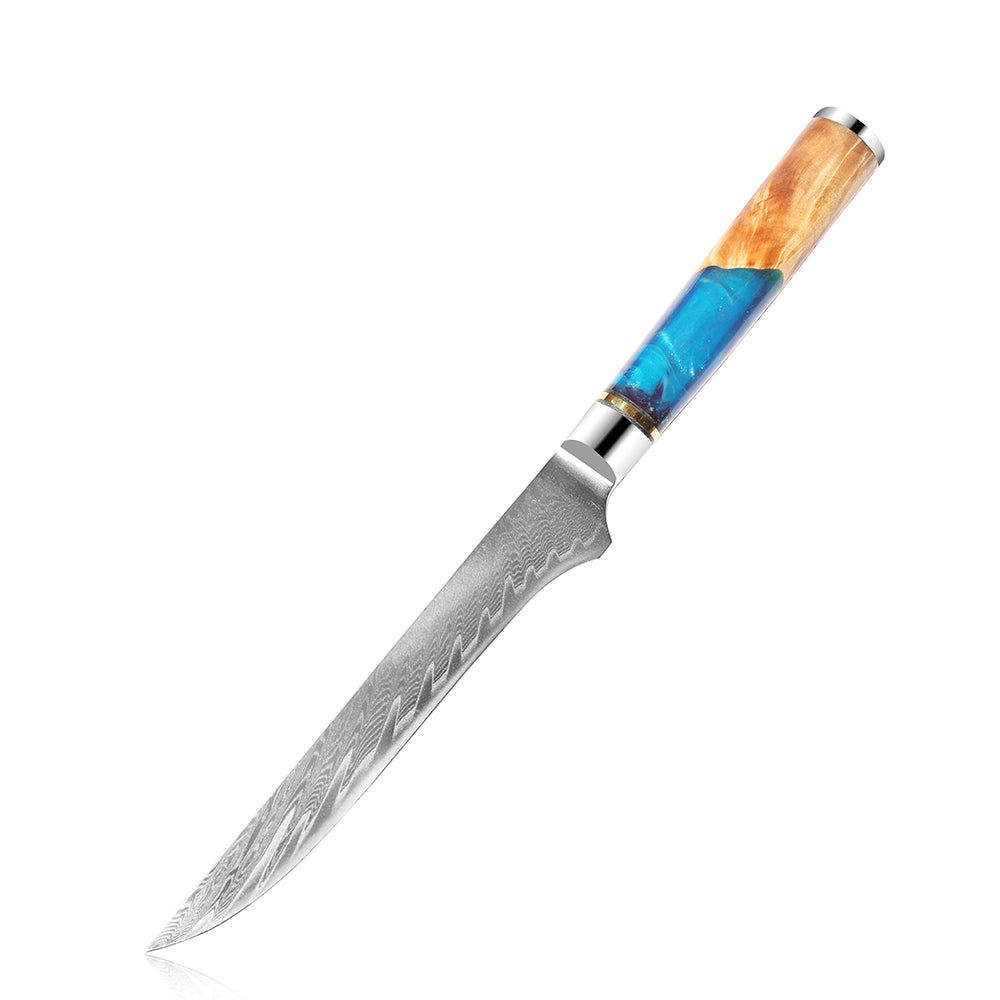 6" Blaues Damast-Küchenmesser mit Harzgriff