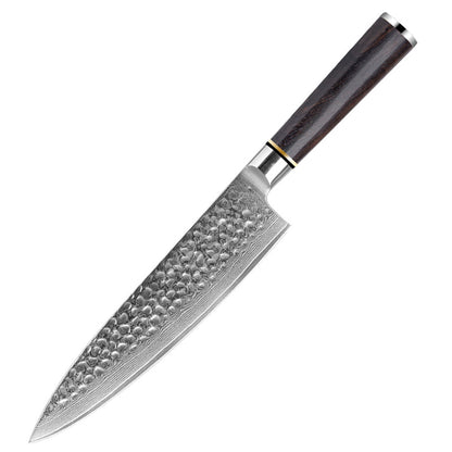 8" manche en bois d'ébène 67 couches couteau de chef damas
