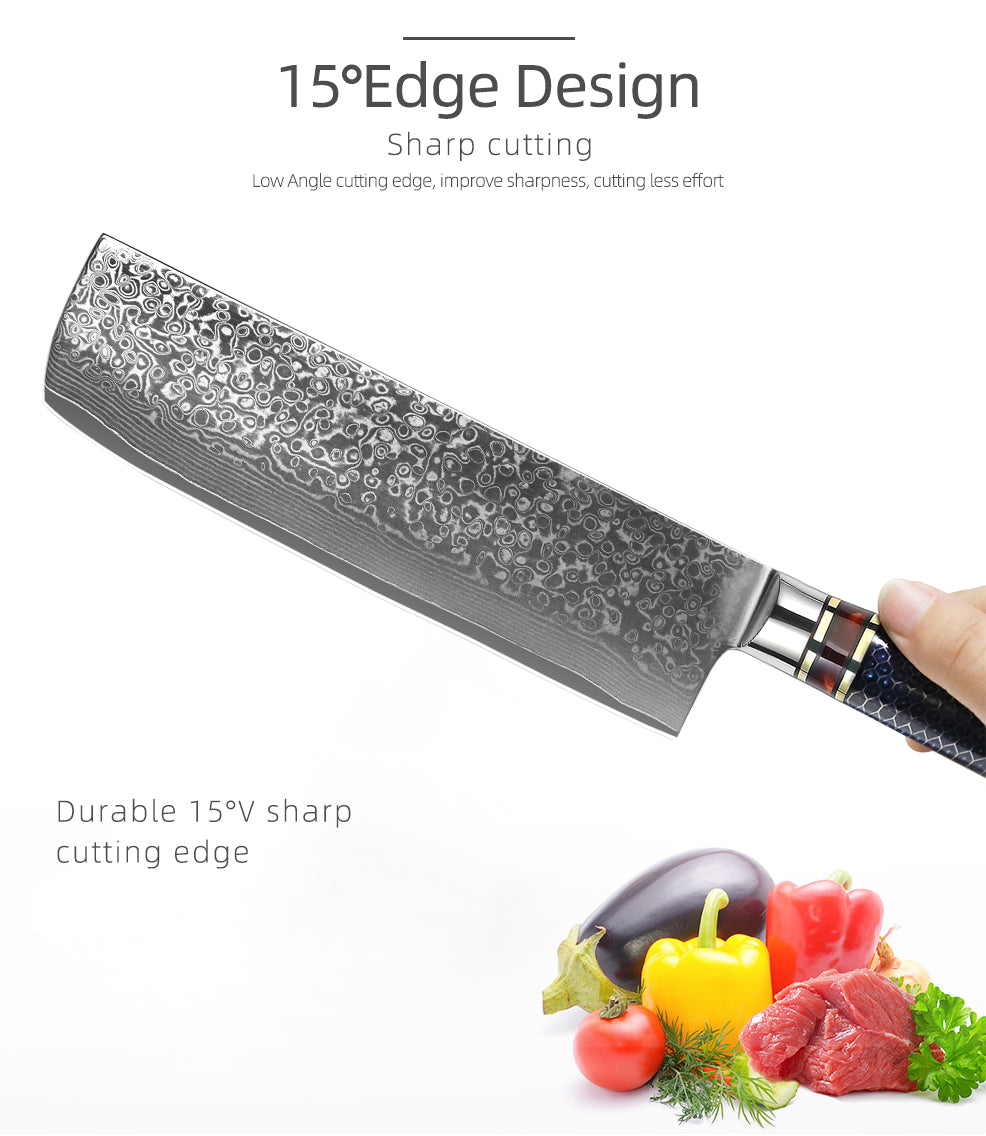 EANINNO Damascus Nakiri Knife Japanese 7 inch, Asian Japan Vegetable  Cleaver Professional 67 Layer VG-10 Damascus Steel Knife, Sharp Kitchen  Knifes