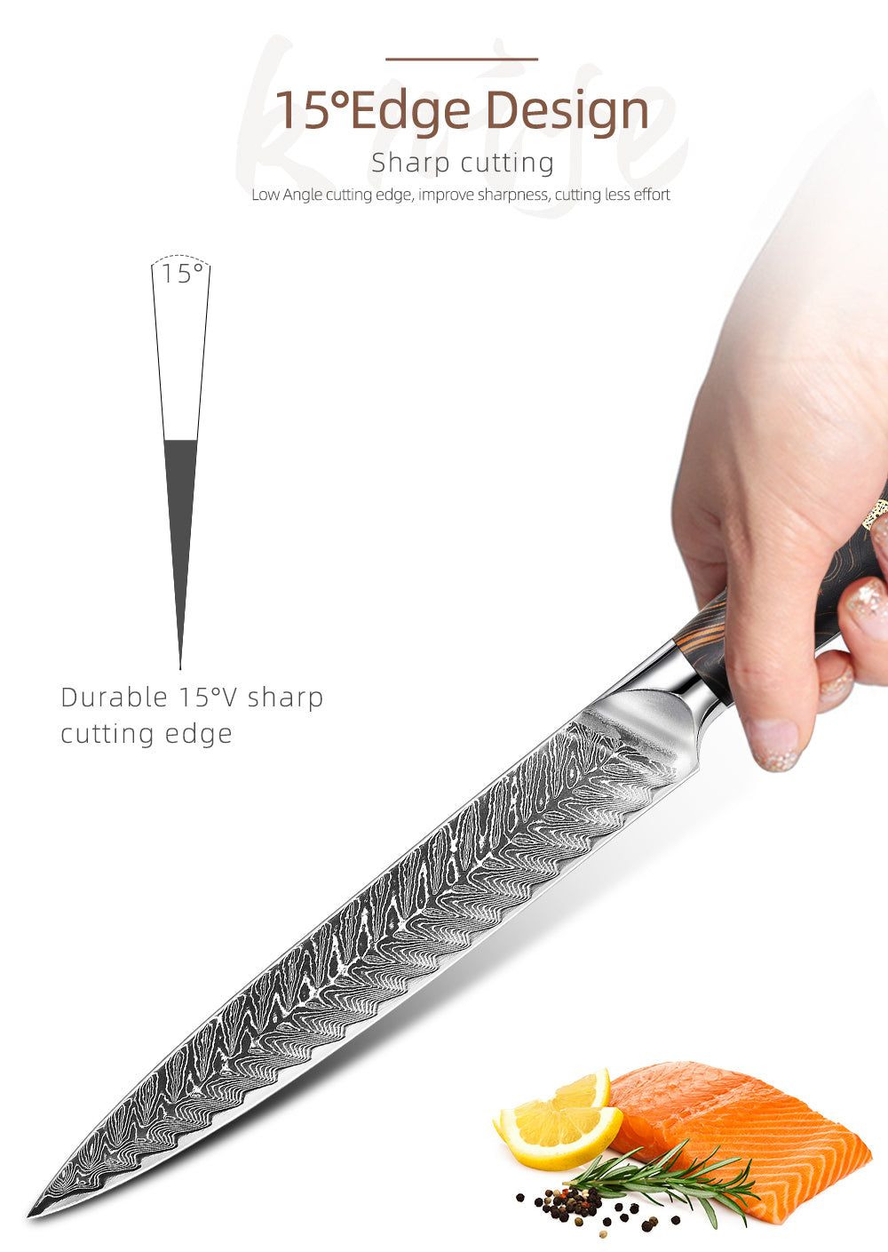 8-Inch Carving Knife, Damascus Steel, G10, DV1106