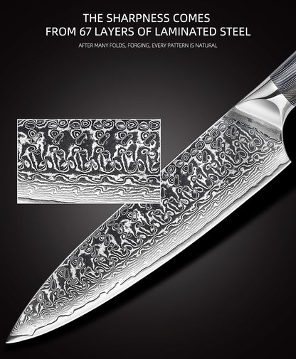 Couteau de chef damas 8" 67 couches manche G10