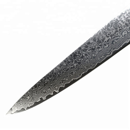 Cuchillo para trinchar Damasco VG10 con mango G10 de 8 "con remaches de mosaico