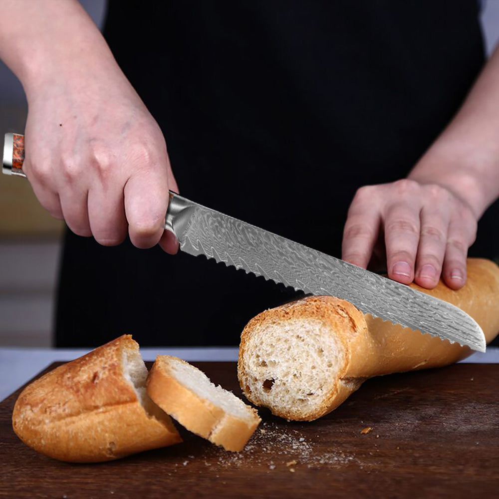 Couteau à pain damas japonais de 8" avec manche en cosse de blé