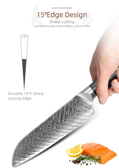 7" Küchen-Santoku-Messer aus Damaststahl