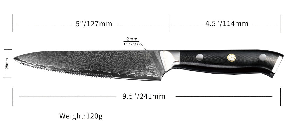 4-Pieces Steak Knife Set, Damascus Steel, G10, KS1241