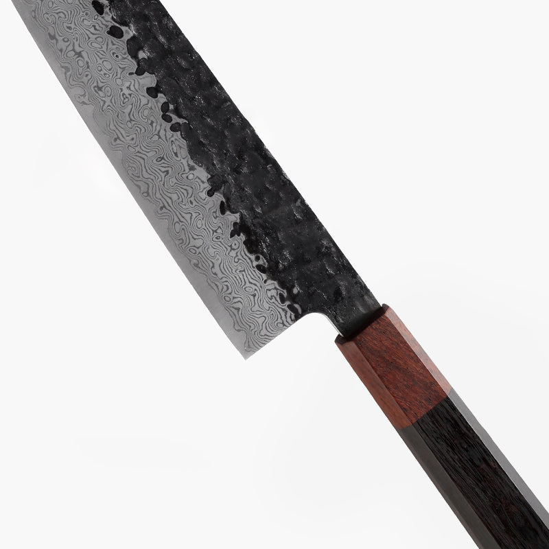 6.7-Inch Nakiri Knife, Damascus Steel, Ebony, JN1201