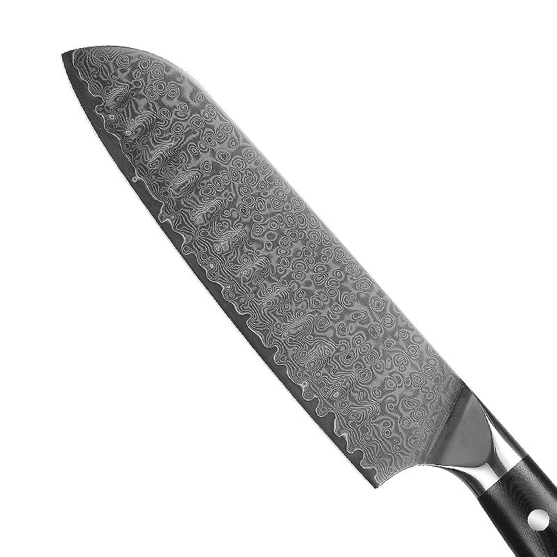 Santoku - Cuchillo japonés profesional VG-10 de acero inoxidable de alto  carbono Damasco de cocina Santoku, mango ergonómico de cuchillo de madera