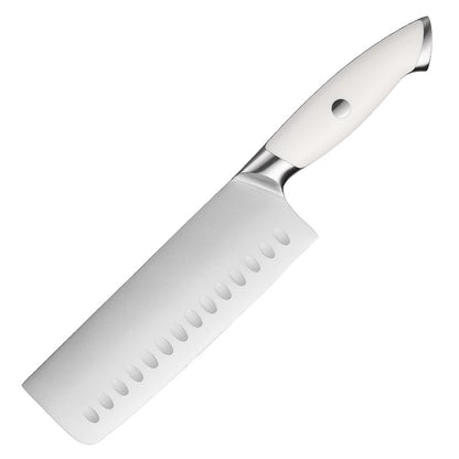 Creme White Series 7-Inch Nakiri Knife, German 1.4116 Steel, ABS, CN2201