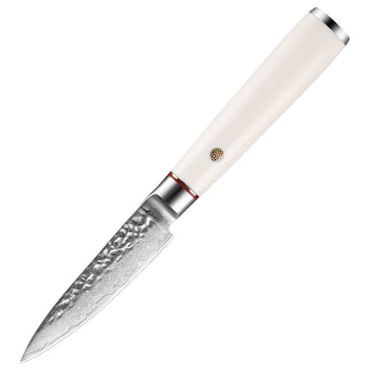 T Series 3.5-Inch Paring Knife, Damascus Steel, ABS, White, TP1112