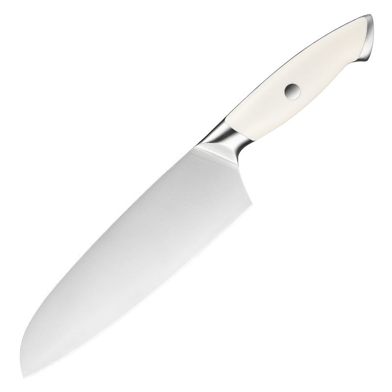 Creme White Series 7-Inch Santoku Knife, German 1.4116 Steel, ABS, CS2171