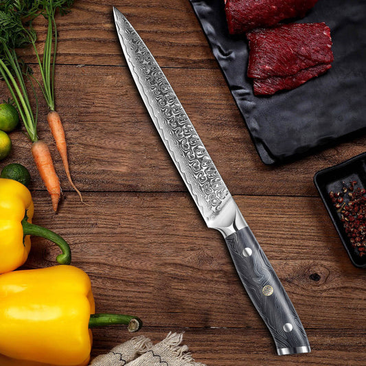 8-Inch Carving Knife, Damascus Steel, G10, DA1104
