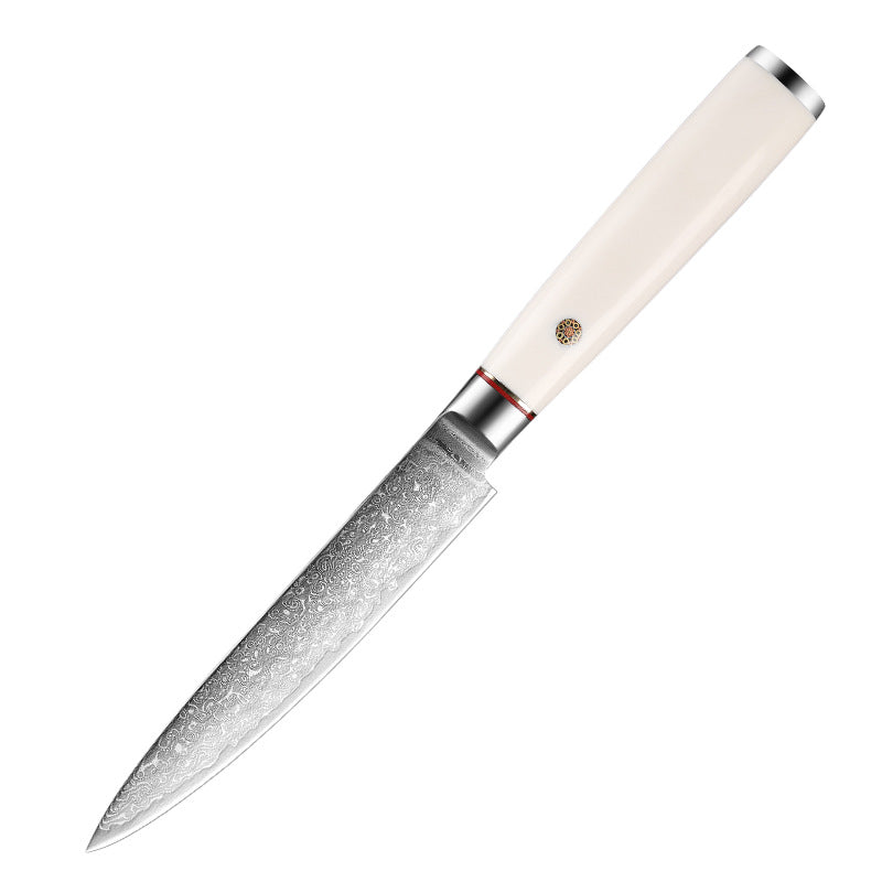 T Series 5-Inch Utility Knife, Damascus Steel, ABS, White, TU1112