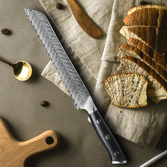 Classic 8-Inch Bread Knife, Damascus Steel, G10, CE1104