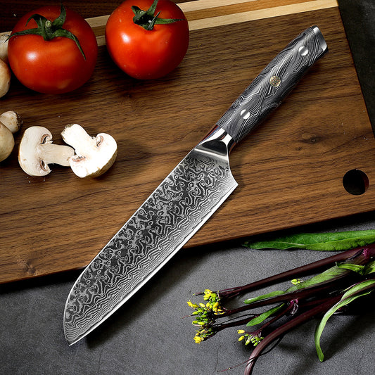 7-Inch Santoku Knife, Damascus Steel, G10, DS1102