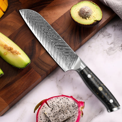 7" Küchen-Santoku-Messer aus Damaststahl